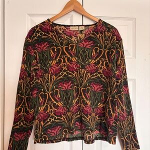 Vintage Y2K St. John’s Bay Floral Cotton Long Sleeve Top